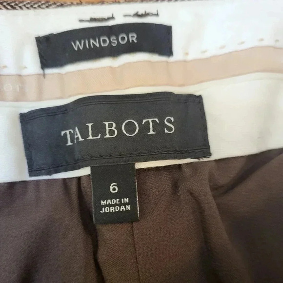 Talbots Wide Leg Wool Blend Flannel Neutral Academic Windsor Trouser Pants(6) - Picture 9 of 11